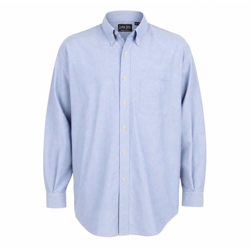 Gitman Bros Blue Button Down Shirt Mens Large 22-33 Made in USA Classic Oxford